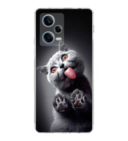 PrintiFy Xiaomi Redmi Note 12 Pro ile Uyumlu Kedi 2 Kamera Korumalı Şeffaf Kılıf