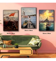 istanbul fethi kız kulesi boğaz cami tablosu 3 adet 35cmx50cm kumaş baskılı canvas tablo