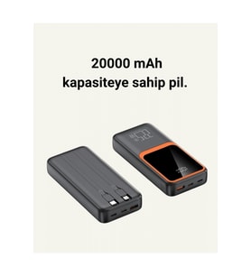 20000 mAh Taşınabilir Powerbank 22.5W Hızlı Şarj ve Dijital Ekranlı