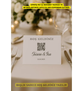 QR Kod  10 Adet Masa Kartı - Nişan Masa Kartı - Nikah Masa Kartı -  1.hamur