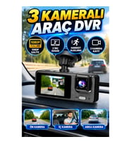 3 Kameralı Araç İçi DVR Geri Görüş Kamerası – 2 İnç Ekran, 1080P Ön Kamera, Hareket Algılama