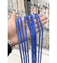 Sedef Taşı Deniz Kabuğu Rondela Kesim 6x2mm Koyu Mavi 60cm Dizi