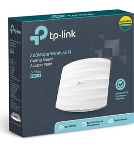 TP-LINK TP-LINK EAP115 300MBPS 1PORT AKTIF POE 2 ANTEN 3DBI 2.4GHz INDOOR TAVAN TİPİ ACCESS POINT