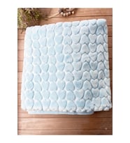 Bebe Mavi Kalp Kabartmalı Kalın Peluş Battaniye 100*120 cm