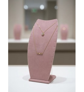 Dubai Model Süet Kumaş Pembe Renk 25/12 Cm Kolye - Zincir Ayaklı Stand
