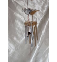Deprem Çanı Zili Rüzgar Çanı Zili Kuş Mavi Beyaz Feng Shui 5 Metal Boru (MAVI-BEYAZ)