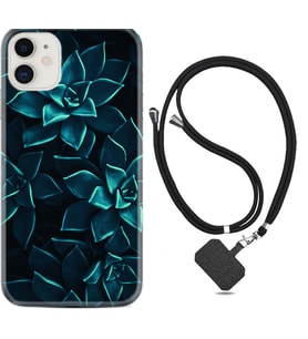 Apple iPhone 11 12 13 Mini Kılıf Boyun Askılı Silikon Mistik Çiçekler 1650