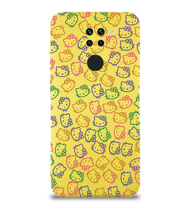 Xiaomi Redmi Note 9 Uyumlu Lansman Kılıf Hello Kitty Tasarımlı İçi Kadife Kapak-Sarı (Şeffaf)