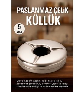 5'li Paslanmaz Küllük Seti, Havuzlu Ev Tipi Kül Tablası