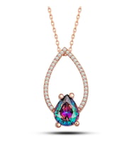 Rose Mistik Topaz Zirkon Taşlı 925 Ayar Gümüş Kadın Kolye