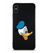 Apple iPhone XS Max Soft Premier Kapak Donald Duck-F Tasarımlı Silikon Kılıf - Siyah (Şeffaf)