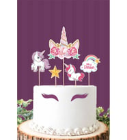 Unicorn Kürdanlı Pasta Süsü Set *Kalın Kağıt