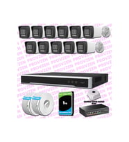 Provzen Hikvision 11 Kameralı IP 1080P ColorVu Güvenlik Kamerası Mikrofonlu Olay Anında bildirim