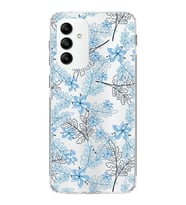 Samsung Galaxy M23  Kapak Floral Mavi Tasarımlı Şeffaf  Kılıf