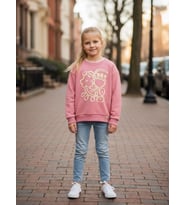 Kız Çocuk Pamuklu Çiçek Desenli Sweatshirt (Pembe)