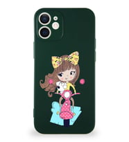 Apple iPhone 12 Mini Soft Premier Kapak Vespagirl Tasarımlı Silikon Kılıf - Yeşil (Şeffaf)