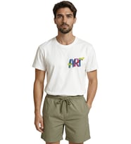 Renkli Fırça Darbesi Efektli ''ART'' Yazılı Minimalist Tasarım Premium Erkek Tişört (Beyaz)