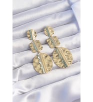 Pirinç Gold Renk Geometrik Ezme Plaka Küpe TJ-BKP9244
