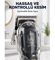 Profesyonel Saç Tıraş Makinesi Şarjlı LCD Ekranlı 4 Taraklı 1800 mAh Güçlü Motorlu Saç Kesme Makinesi