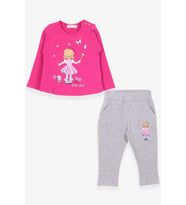 Breeze Kız Çocuk Taytlı Takım Prenses Kız Baskılı 1-4 Yaş, Pembe
