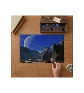 Satürn'ün Titan'dan Görünümü Tasarımı 240 parça Ahşap Puzzle Ahşap Kutuda MP05276