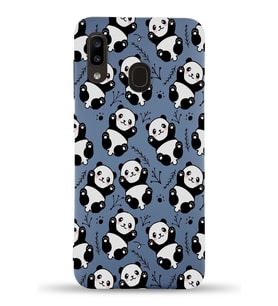 Samsung Galaxy A20e Uyumlu Lansman Kılıf Panda Tasarımlı İçi Kadife Kapak-Petrol Mavisi (Şeffaf)