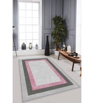 Pembe Çerçeveli Kaymaz Taban Makinede Yıkanabilir Halı MK83 - 100 x 160 cm