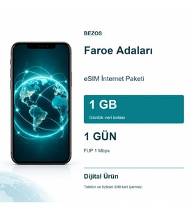 Faroe Adaları eSIM İnternet Paketi Günlük 1 GB 1 Gün - FUP 1 Mbps