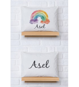 Pia Baby Premium %100 Pamuk İkili İsim Yazılı Kız Bebek Yastık Kılıfı – 35x45 cm Organik Baskı 5016-13 (Ekru)