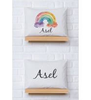 Pia Baby Premium %100 Pamuk İkili İsim Yazılı Kız Bebek Yastık Kılıfı – 35x45 cm Organik Baskı 5016-13 (Ekru)