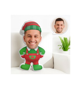 Kişiye Özel Noel Elf Yastığı Yüz Baskılı Eğlenceli Sevdiklerine Özel Fotoğraflı Yılbaşı Armağanı (Karışık)