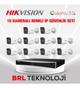 Hikvision 4 MP 10 Kameralı AcuSense ColorVu 3.0 AI İp Güvenlik Kamera Seti (Dahili Mikrofonlu)
