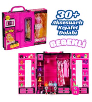 Beauty Aksesuarlı Bebekli Gardırop - Barbie Dolap - Barbie Giysi Dolabı - Barbie Gardırop - Gardrop