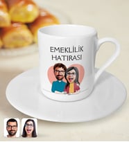 BK Gift Kişiye Özel Emekli Karikatürlü Türk Kahvesi Fincanı-3, Erken Emekli, Yeni Emekli, EYT Hediyesi