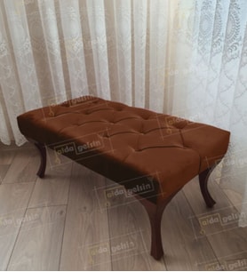 Kapitoneli Ayak Ucu Kapı Önü Antre Bench Puf Ceviz Ayak (110*45) (Kahverengi)