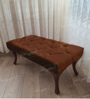Kapitoneli Ayak Ucu Kapı Önü Antre Bench Puf Ceviz Ayak (110*45) (Kahverengi)