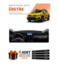 DACIA SANDERO (2022-2026) EKRANLI Uyumlu Torpido Koruma Örtüsü Oto Kılıfı - Siyah Gri
