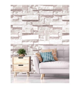 Dreamwall Taş Duvar Desenli Silinebilir Tekstil Duvar Kağıdı (Çok Renkli)