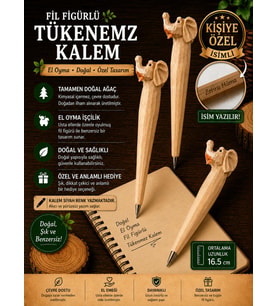 Kalemhane Kişiye Özel El Oyma İşçilik Özel Yapım Tükenmez Kalem Fil Figürlü