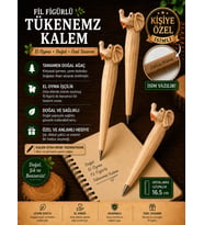Kalemhane Kişiye Özel El Oyma İşçilik Özel Yapım Tükenmez Kalem Fil Figürlü