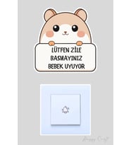 Lütfen Zile Basmayınız Bebek Uyuyor Şirin Kedi Sticker Kapı Zili Etiketi