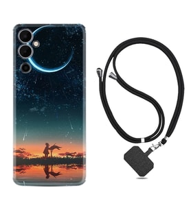 Tecno Pova 4 Kılıf Silikon Boyun Askılı İpli Desenli Silikon Ay ve Kız 1720