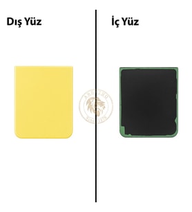 Samsung Galaxy Z Flip 4 Sarı Renk Arka Kapak Arka Cam Batarya Kapağı Pil Kapağı Lazer Kesim Back Cover Galaxy Z Flip 4 Uyumlu
