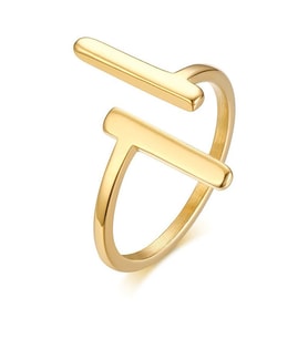 Minimalist Çift Altın Kaplama Bayan Gümüş Yüzük (Rose)