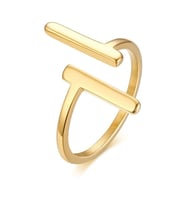 Minimalist Çift Altın Kaplama Bayan Gümüş Yüzük (Rose)