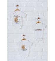 Pia Baby Premium %100 Pamuk İsme Özel Organik Baskılı Üçlü Set Çıtçıtlı Bebek Body Zıbın Modelleri 5015-18 (Ekru)