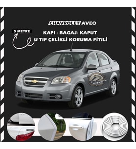Chevrolet Aveo Oto Araç Kapı Koruma Fitili 5metre Parlak Beyaz Renk