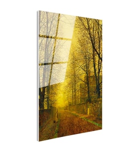 Tamperli Gerçek Cam Tablo J.A. Grimshaw Sonbahar Yolu Yürüyen Figür Gündoğumu Ressam Tablosu Dekoru