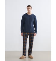 LC WAIKIKI Kahverengi Standart Kalıp Ekose Erkek Pijama Alt