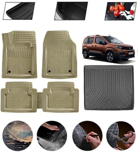 Peugeot Rifter 2019 Demirsiz Uyumlu Paspas Araca Özel Bagaj Havuzu MBS Bej